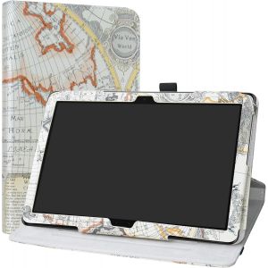 MediaPad M5 Lite Rotary Coque,360&deg;Rotation Rotatif &eacute;tui avec Rabat Stand Support Housse Coque Couverture pour 10.0"" Huawei MediaPad M5 Lite 10 Android Tablet,Map White - Neuf