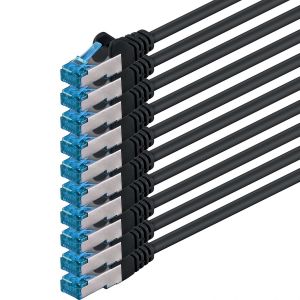 Câble Réseau Cat6A Cat6 Cat6 10 Gbit/S 7,5 M | Noir - 10 Pièces | Cat6A | S-Ftp | Double Blindage[BLE7110864] - Neuf