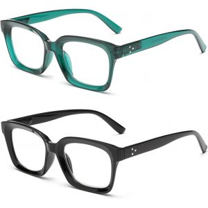 Lunettes De Lecture Pour Homme Et Femme - Cadre Carré Surdimensionné Avec Charnière À Ressort - Confortable - Aide À La Lecture - Lunettes De Blocage De La Lumière Bleue - Neuf