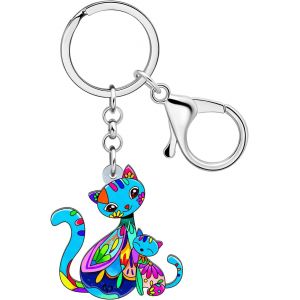 KAL-Cadeaux De F&ecirc;te Des M&egrave;res Pour Maman Porte-Cl&eacute;s En Acrylique Anime Monkey Fox Bunny Cat Pour Femmes Filles Portefeuille Porte-Cl&eacute;s De Voiture Anneaux De Porte-Cl&eacute;s - Neuf