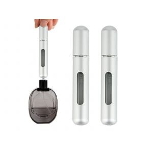 Lot de 2 flacons vaporisateurs de parfum rechargeables de 8 ml - Argent - Neuf