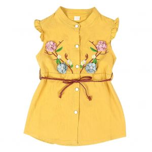 Robe D'ete Pour Bebe Fille Avec Motif Floral Brode Et Ceinture (80) - Neuf