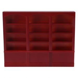 Bibliotheque Miniature Rouge Pour Maison De Poupee 1:12, Meuble De Rangement, Etagere, Accessoires De Decoration - Neuf