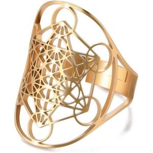 Kahfl-Acier Inoxydable Metatrons Cube Anneau Pour Femmes Archange Metatron D&eacute;claration De Protection &Eacute;vid&eacute; Femmes Bande Anneau Bijoux Pour Dame - Neuf