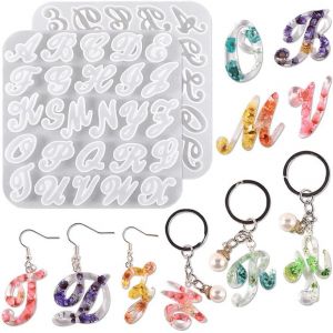 Moule En R&eacute;sine Alphabet Arri&egrave;re Alphabet Moule De Coul&eacute;e Bijoux Moule En Silicone Moules En R&eacute;sine De Coul&eacute;e Lettres Pendentif R&eacute;sine &Eacute;poxy Moule En Cristal Pour Bricolage - Neuf