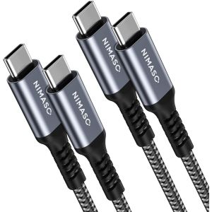 JGD-C&acirc;ble USB C vers USB C[2M+2M/Lot de 2],C&acirc;ble USB Type C 60W 3A Charge Rapide Nylon Tress&eacute; pour GalaxyS21 Ultra S20 S10 S9 A70 Note10, Huawei,Google Pixel 3a 4XL,iPad Pro 2021 2018,MacBook Pro - Neuf