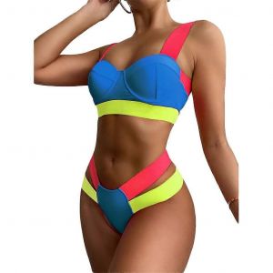 High Cut Color Block Bikini Set Mignon Underwire Maillots De Bain Push Up Maillot De Bain - Neuf
