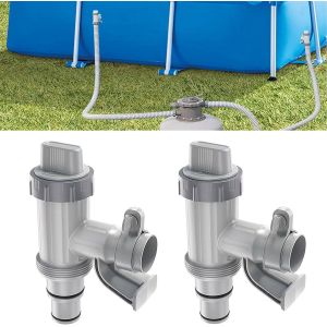 Vanne d'entretien/d'arrêt pour Piscine avec Raccord de Tuyau de 32/38mm,Vanne Piscine Double Split Tuyau Valve Plunger Accessoires de Piscine,Pour Piscine Hors Sol et Pompe de Piscine (2 Pièces) - Neuf