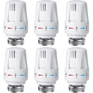 Lot de 6 têtes thermostatiques thermostatiques de radiateur Smart Valve de radiateur Tête de rechange : M30 x 1,5 Thermostat de chauffage Thermostat de radiateur Valve de radiateur Tête de rechange - Neuf