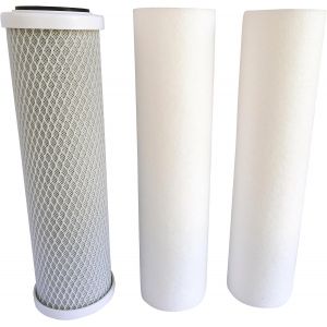 - 104205 - Kit 3 Cartouches Pour Osmoseur Comprenant 2 Cartouches De Filtration (20µ Et 5µ), - Pour Bol De Taille Standard 10"" - Durée Des Cartouches : 6 Mois - Neuf