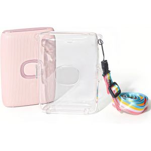 CHECARZHN--NO1-Mini Link 2 Coque Transparente, Pour Fuji Link 2 Imprimante Photo Housse De, Anti-Rayures Anti-Chute Pc Crystal Hard Camera Cover Avec Bandoulière Arc-En-Ciel, - Neuf