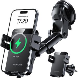 Ongi-15w Support Telephone Voiture Induction,[Serrage Automatique] Rapide Chargeur Induction Voiture,Grille D'aération Tableau De Bord Pare-Brise Pour Iphone 16/15/14/13/12&samsung S24 S23 S22 - Neuf