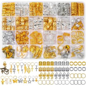 Kal-294 Pièces Bijoux Cheveux Tresse, Dreadlocks Perle Cheveux Métal Réglable Spiral Coils, Bague Cheveux Anneau Cheveux Pour Hommes/Femmes Cheveux Décoration Und Accessoires De Coiffure - Neuf