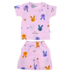 Ensemble 2 Pieces Pour Bebe, Chemise A Manches Courtes Et Pantalon Court, Vetements D'ete Respirants, Pyjama, Lapin, 110 Cm - Neuf