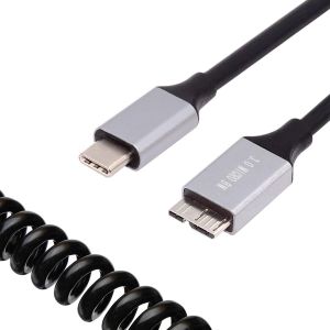 Rallonge De C&acirc;ble Spirale Otg Extensible 5 Gbit/S Type C Vers Micro Usb 3.0 M&acirc;le Pour Disque Dur Et T&eacute;l&eacute;phone - 100 Cm[Z1020] - Neuf