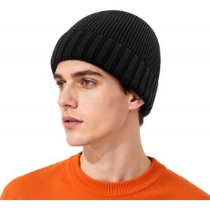 Jexnovashop-Bonnet Homme Hiver, Thermique Bonnet Tricot&eacute; Extensible, Classique Beanie Bonnets Femme, Bonnet Unisexe De P&ecirc;cheur Court, Chapeau De Cr&acirc;ne &Agrave; Revers Le Sport Plein Air Shopping Ski - Neuf