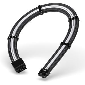 lbgwp60-Extension De Câble D'Alimentation Gpu, 16 Broches (12+4) 12V wr Pcie 5.0 Connecteur Mâle Vers Femelle Pour Rtx 3090Ti 4070Ti 4080 4090, Avec Peignes De Câble-16Awg/Noir Blanc - Neuf