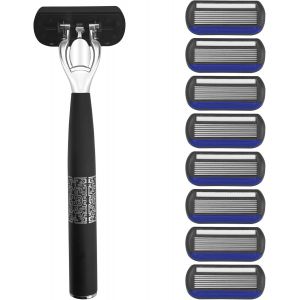 Eryi-Rasoir Pour Homme, Manche Durable Inoxydable Avec 8 Recharges De Lames, Rasoir De Sûreté, Rasoir À 7 Lames, Pour Un Rasage Confortable Et Précis, Cadeaux Pour Hommes Parfait - Neuf