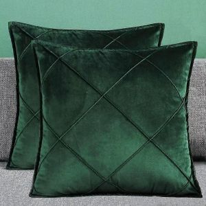 Housse De Coussin Souple Simple En Velours Ensemble De Haute Qualité,Housse De Coussin De Canapé Décoratif Housse De Coussin (18x18 Pouces / 45x45 Cm,Vert (Lot De 2)) - Neuf