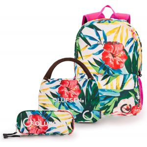 KALSC-Pack Malmö Sac À Dos Enfant+Trousse À Crayons Et Stylos Kynä+Sac Isotherme Lunch Et Snack Lunsj-Tissu Déperlant Ultra-Résistant-Imprimé Floral - Neuf
