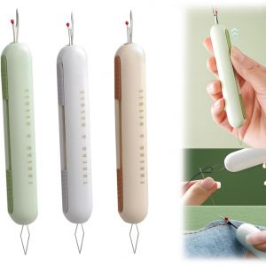 meimie-3 Pièces 2 In 1 Enfile Aiguille Et Decoud Vite,Enfile-Aiguilles Pour Couture Manuel,Passe Fil Couture Portable 2 In 1 Coupe Fil Couture Rétractable Decouseur Pour Couture Artisanat Quilting - Neuf
