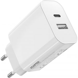Chargeur Prise 2 Port Type C Rapide pour Apple iPhone 17 16 15 14 13, Adaptateur Secteur Universel Embout USB-C Bloc pour Samsung Galaxy et Xiaomi Redmi Google Pixel Telephone Portable/Watch - Neuf