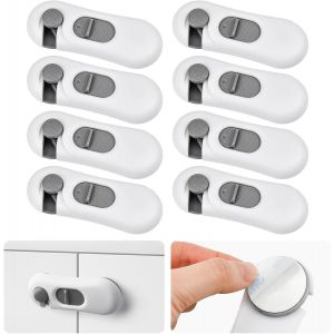 8pcs Bloque Porte Bébé,Bloc Porte Securite Bebe Securite Placard Enfant Serrures De Tiroirs Adhésif Pour Enfants Bloque Tiroir Securite Enfant,Sans Perçage,Pour Armoires,Frigo,Fenêtre - Neuf