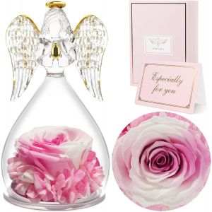 Eternal Rose Gift For Women,Eternal Flower With Angel Figurine,Birthday Gift For Women,Eternal Pink Angel For Mom,Grandma Gifts,Christmas Gifts,Valentine's Day,Mother's Day.[S103] - Neuf