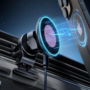 15W Support Telephone Voiture Chargeur Induction, Support Magsafe Voiture Support Telephone Voiture Magsafe Chargeur Sans Fil Voiture Pour Iphone 15 14 13 12 Samsung Xiaomi - Neuf