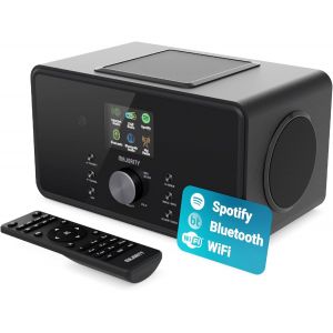 MEVRONISSHOP-Radio Internet WiFi avec Bluetooth | Radio Dab Plus & FM | 100W 2.1 Caisson de Basse Interne pour Xtra Bass | Spotify Connect & Podcasts | T&eacute;l&eacute;commande Incluse & OKTIV App Control | MAJO - Neuf