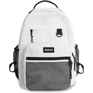 KALANKA-Sac à Dos Unisexe, Sac à Dos Loisir, Cartable Fille Garcon Ado Primaire Collège Lycée Scolaire, Sacs de d'école Homme Femme Voyage Travail Affaires Daypack School Backpack Casual Noir Blanc - Neuf