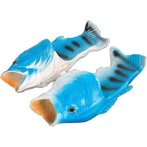 Creative Bleu Forme Du Poisson Chaussures De Plage Unisexe Eva Douche Pantoufles D'été Anti-Dérapant Résistant À L'usure Animal Modèle De Sandales Taille 44-45 - Neuf