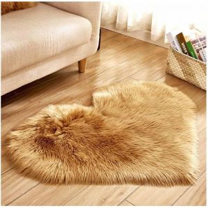 Sjzg-Tapis Moelleux En Fourrure En Forme De Coeur - Tapis Doux À Poils Longs En Peau D'agneau - Tapis En Fausse Fourrure De Mouton - Coussin De Chaise - Tapis De Sapin Pour Salon, Canapé, Chambre À - Neuf