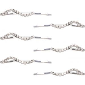 Lot De 6 Épingles À Cheveux En Strass Avec Une Rangée De Strass Pour Mariée Et Fille - Neuf