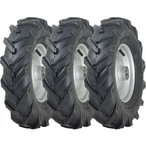 4.80/4.00-8 Open Centre Wheel Cleated Rotovator Rim 25mm Ball Bearing (Set of 3) - Neuf