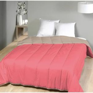 Couette Temp&eacute;r&eacute;e Corail / Beige - 2 Personnes 240 X 260 - Mi Saison - Mortreux - Neuf
