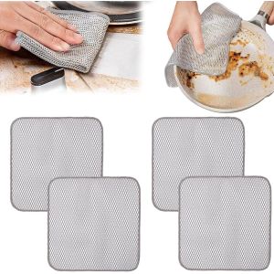 LORANKA-4 Pi&egrave;ces Chiffon Microfibre, Torchon Microfibre Maille, Lavette 30 &times; 30 cm Chiffon &agrave; P&acirc;te R&eacute;utilisable Chiffons de Nettoyage pour P&acirc;te pour Surfaces en Acier Inoxydable Plastique et Verre - Neuf