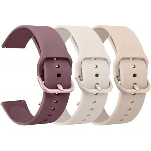 Kal-3pack Bracelets De Montres Silicone 20mm 22mm, Remplacement Dégagement Rapide Pour Femme Homme 20mm 22mm (22mm, Thé Au Lait/Starlight/Fumée Violette) - Neuf