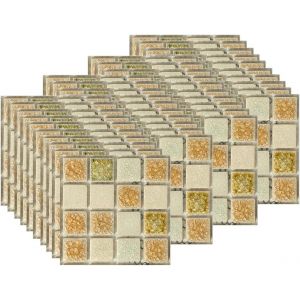 Easylife 40Pcs Stickers De Carrelage Mural,10X10Cm Autocollant &Eacute;tanche Et Auto-Adh&eacute;sif,Pour La D&eacute;coration Int&eacute;rieure(Set3) - Neuf