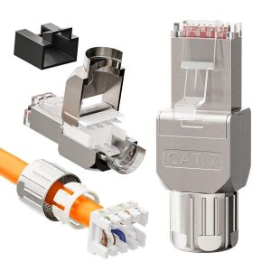 Lot De 2 Connecteur Rj45 Sans Outil, Cat7 Cat6A Pour C&acirc;ble D'Installation Fiche Rj45 Blind&eacute; 10 Gbps 600Mhz, Supporte Les C&acirc;bles R&eacute;seau De 22 &Agrave; 24 Awg - Neuf