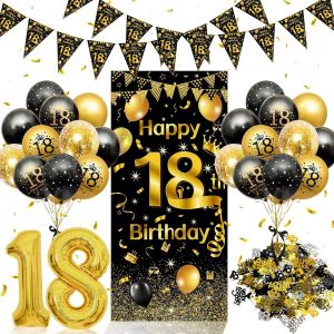 Ayuhr-Décoration Anniversaire 50 Ans,50 Ans Anniversaire Noir Or,Deco Anniversaire 50 Ans Bannières,Confettis Anniversaire 50 Ans,Décoration Anniversaire 50 Ans,Aniversaire De Fête Pour Femme Homme - Neuf