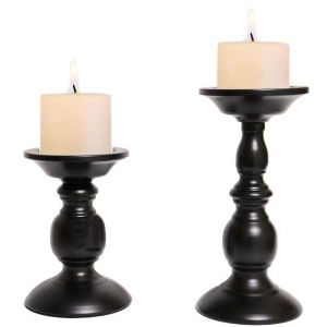 Lot de 2 chandeliers rétro en fer forgé pour dîner aux chandelles, chandeliers créatifs et romantiques, accessoires de décoration de mariage, décoration de table, noir - Neuf