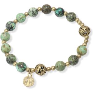 Eryi-Store Bracelet Chapelet En Perles De Pierre De Avec Séparateurs En Métal Et Médaille Catholique - Bijou De Poignet Durable Et Élégant - Neuf