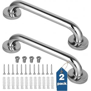 Lot de 2 barres d'appui de douche en acier inoxydable pour salle de bain, poignée de douche, poignée de bain, barres d'appui pour salle de bain (15,7 pouces) - Neuf
