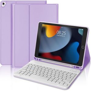 Clavier Coque Pour Ipad 9ème/8ème/7ème Génération 2021/2020/2019 10.2¿/Ipad Air 3 10.5"" 2019/Ipad Pro 10.5, Azerty Français Magnétique Amovible Clavier Bluetooth Etui Avec Porte Crayon, Noir - Neuf