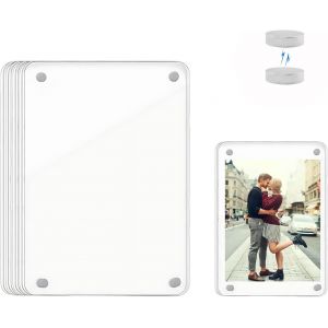 4 Cadres Magn&eacute;tiques Transparents pour Frigo - Cadre Photo Double Face avec Aimants Puissants pour Photos 9x6 cm (3 pouces), Lot de 4 - Neuf