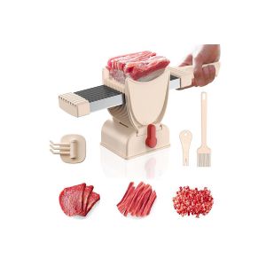 Trancheuse &agrave; viande manuelle avec lame en acier inoxydable pour b?uf, porc et mouton - Rose - Neuf