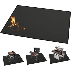 Ulteronixshop-Tapis de barbecue d'ext&eacute;rieur 150 x 102 cm, imperm&eacute;able, r&eacute;sistant &agrave; l'huile, ignifuge, double face, r&eacute;utilisable, carr&eacute;, noir - Neuf