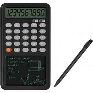 LZX-28 Calculatrice Portable Double Fonction avec Mini Bloc-Notes avec &Eacute;cran LCD Num&eacute;rique 10+2 pour &Eacute;tudiants et Bureaux,Noir - Neuf