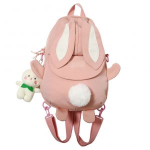 Sacs a dos mignons, tendance, decontractes, grande capacite, avec oreilles de lapin, sacs d'ecole et peluche, pour les voyages en plein air, l'universite, rose - Neuf